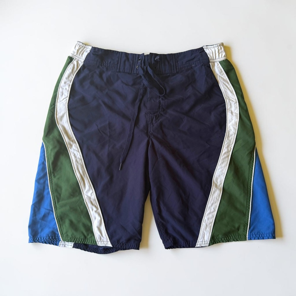 Y2K Billabong Style Board Shorts Mens 32 Blue Green Baggy Surf Swim